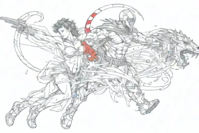 One Spartan And Beautiful Woman Grabbing A Beast