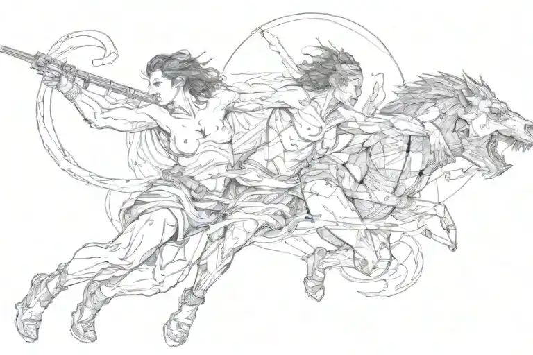 One Spartan And Beautiful Woman Grabbing A Beast