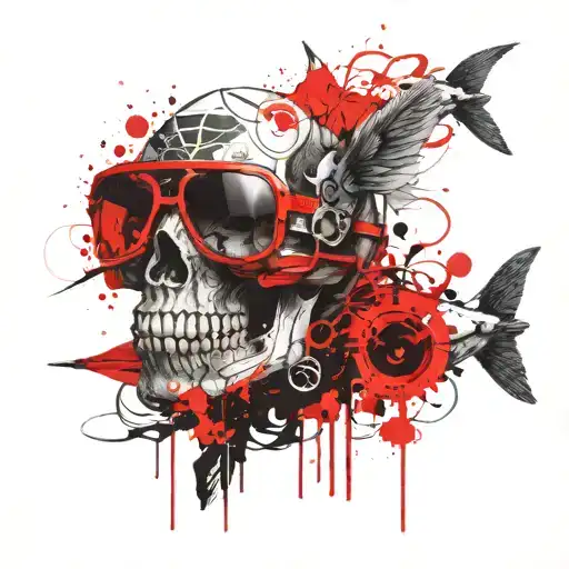 Fish Skull And Aviator Sunglasses