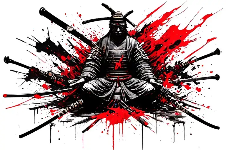 Samurai Warior Sit Alone And Type Kizen Japon Language