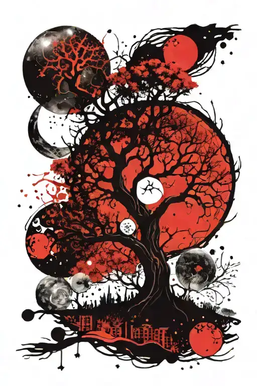 Tree Of Life Sun Moon Stars Planets And Universe