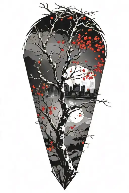 Trash Polka Sakura Branch In Moonlight