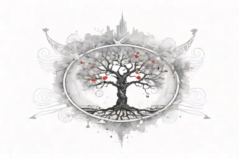 A Steam Punk-inspired Tree Of Life With Musical Notes Flowing Through The Branches
