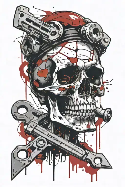 Skull With Spud Wrench Through Eye Socket