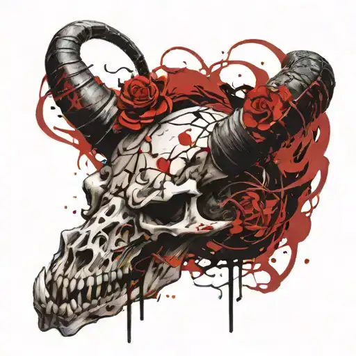 Aires Ram Skull Intertwined With Dragon