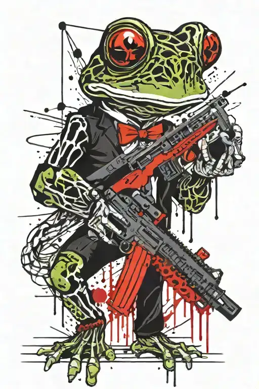 Frog Skeleton Holding M4 Rifle