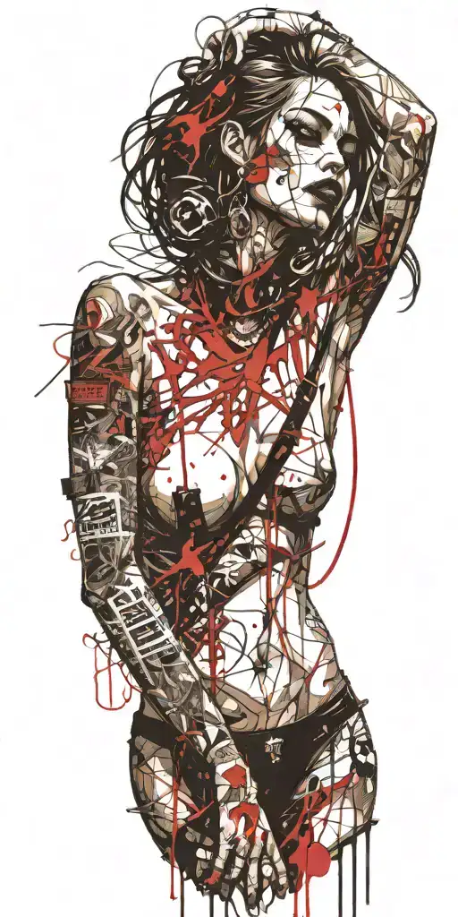 Darkly Alluring Full Nude Goth Girl Rocking Out