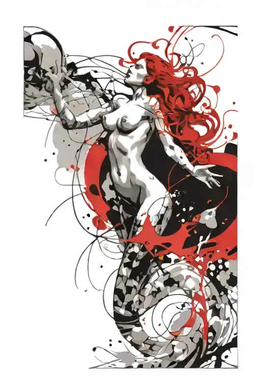 Nude Mermaid In Whispy Water Vapors