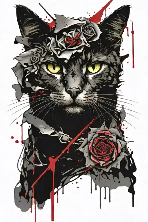 Thony Roses Wrapped Around Cat