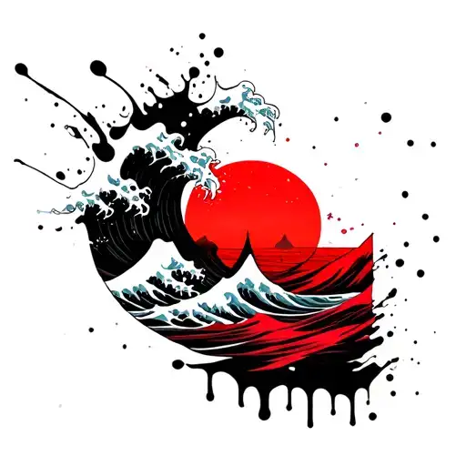 Waves And Sunset Melting