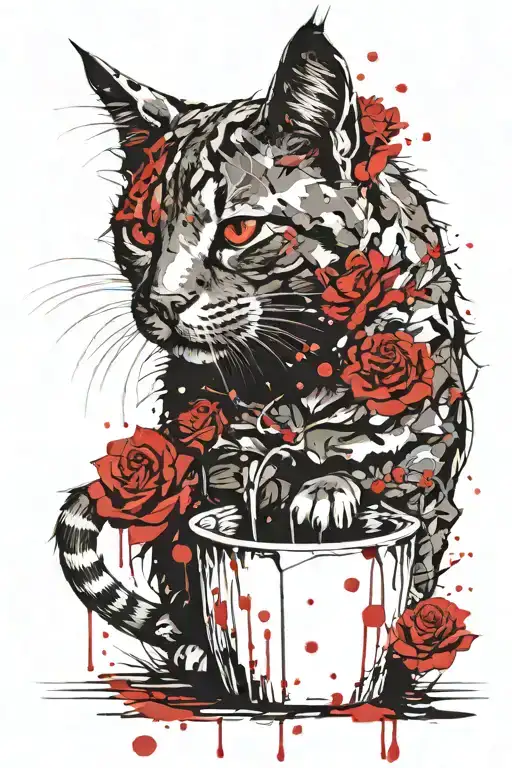 Thorny Roses Wraped Around A Cat