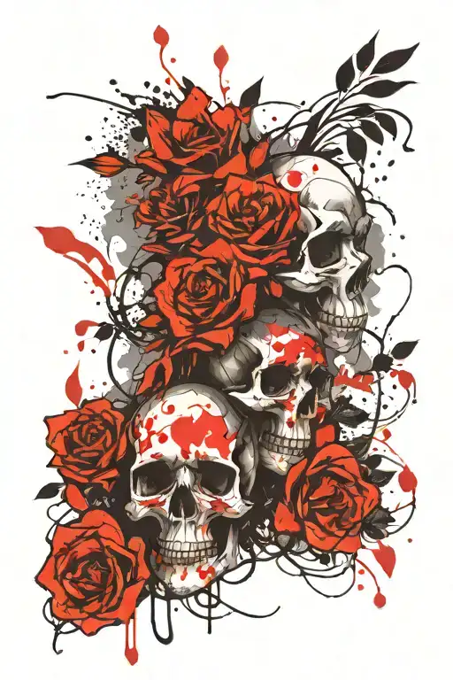 Skull And Fire Flowers