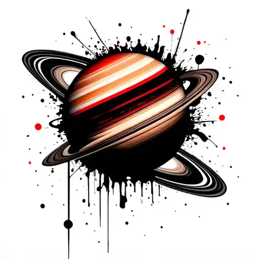 Saturn Planet With Flashes Like Stripes That Fly