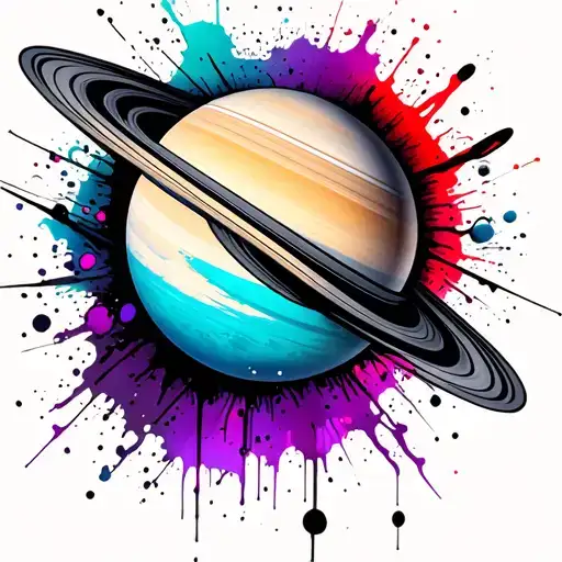 Saturn Planet What Is Acutela Style In Violet And Turquoise Colors