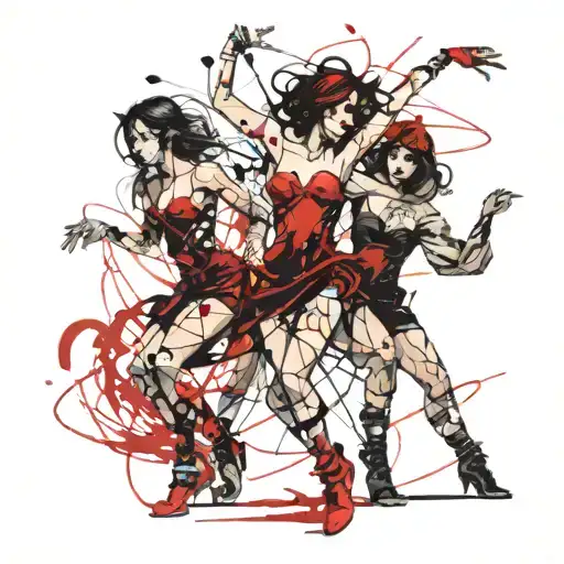 5 Nude Goth Girls Dancing