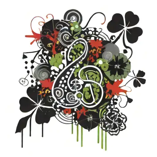 4 Leaf Clover And Music Symbols