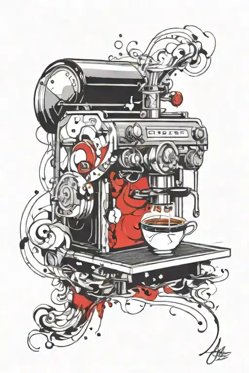 Speciality Coffee Conceptual Tatoo Including Spresso Machine Portafilter