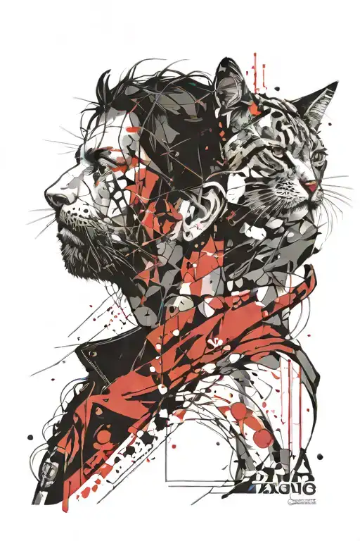 Man With Black Hair And Beard Hugging A Cat