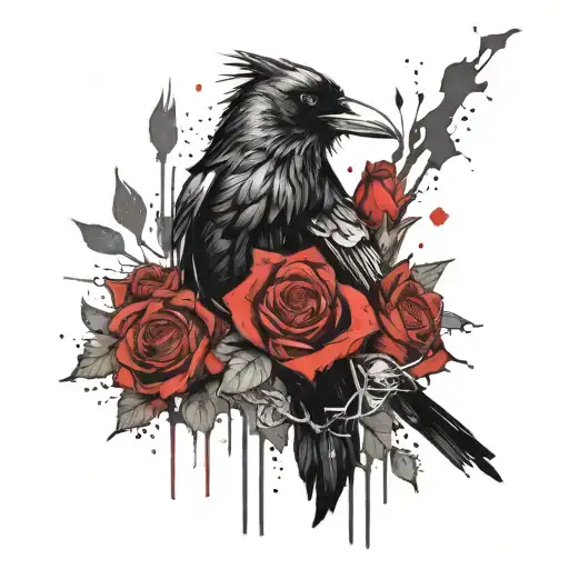 A Raven With Roses On His Arm