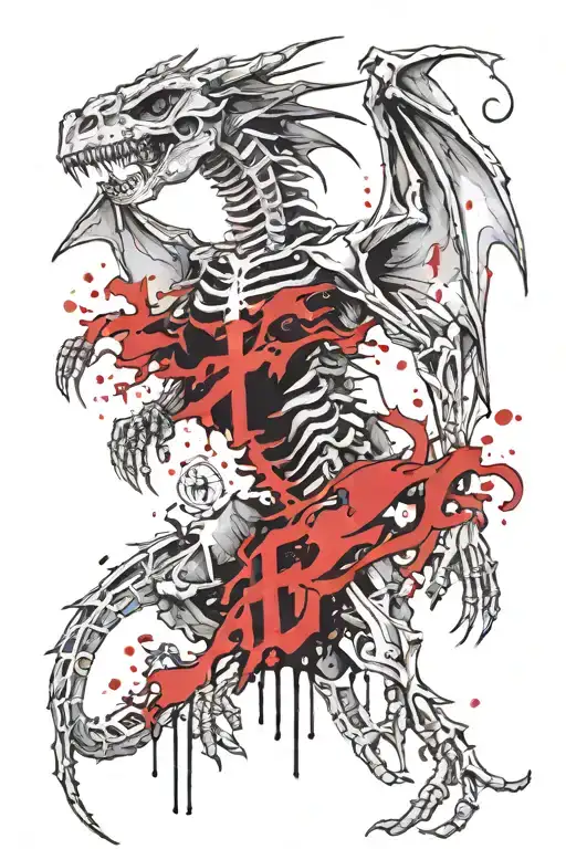Skeleton Dragon With A Cross