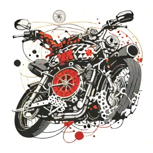 Snake Motorcycle Engine Compass Rose