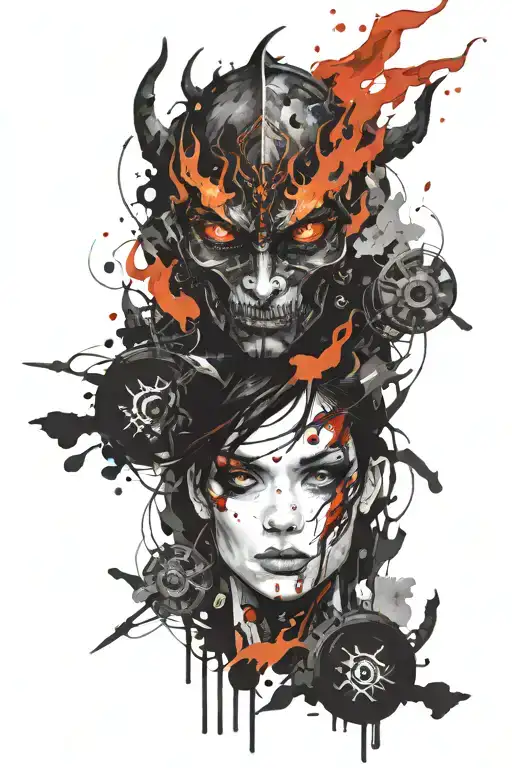 Eyes And A Flaming Black Demon