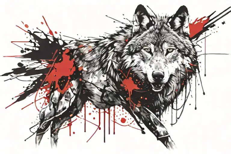 Alone Wolf Face With Black And Red Color