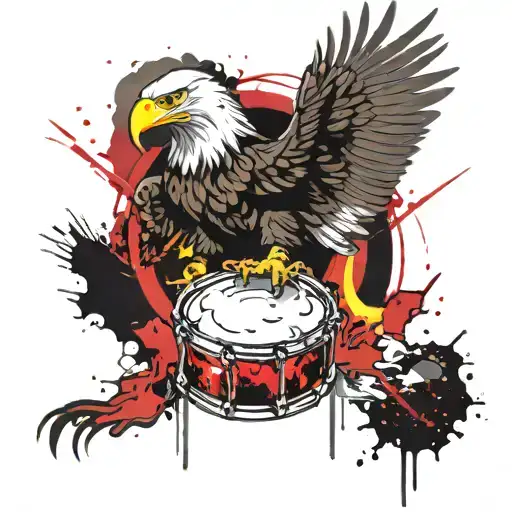An Eagle Playing A Marching Snare Drum
