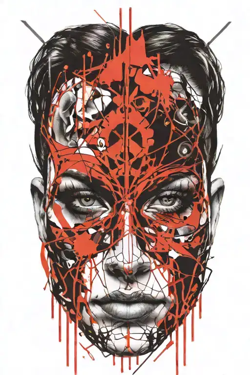 Bloody Head Of A Woman's Face