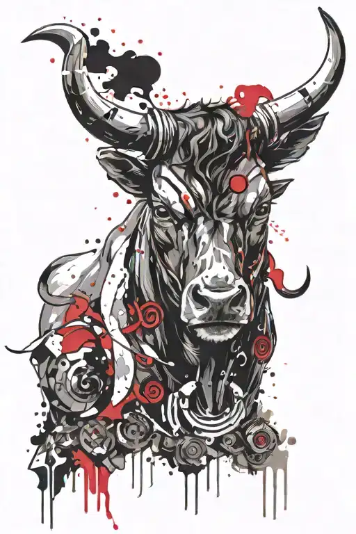 Zodiac Taurus Bull Head With Hazel Eyes Surrounded
