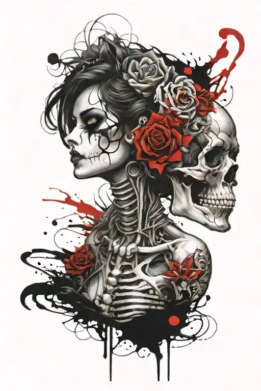 Gothic Siren Evil Sexy Full Body Part Skeleton