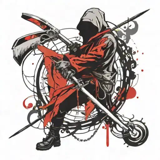 Reaper Holding A Scythe Hovering