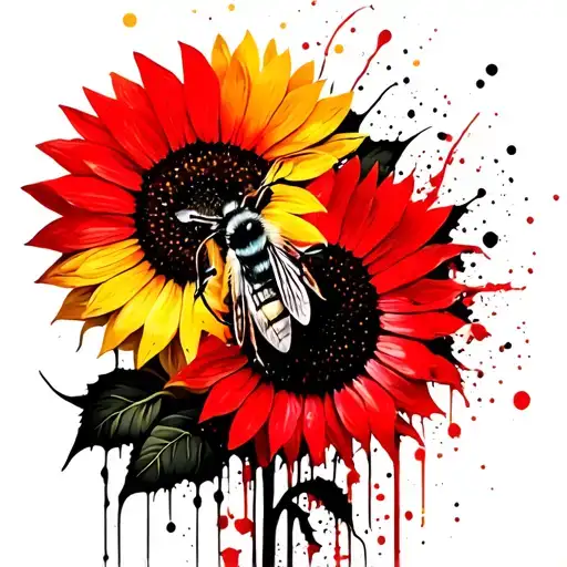 Sunflower With Honeybee