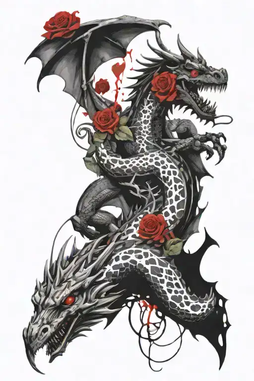 Wounded Dragon Protecting Small Rose