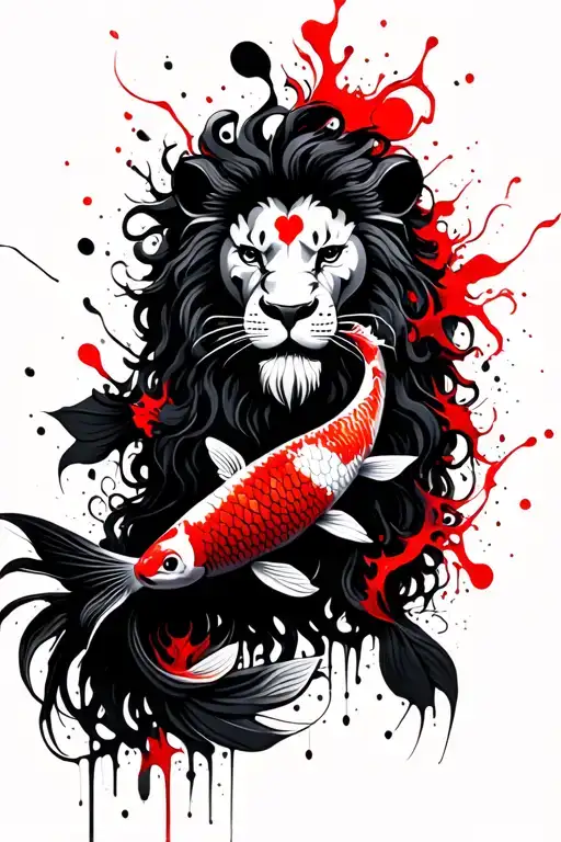 Lion And Koi Fish Yin
