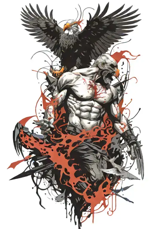 Prometheus Holding Fire While The Eagle Eats His Liver