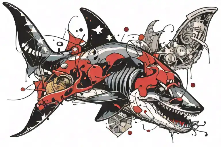 Mickey Being Head Eated By A Shark Jumping Backwards To Catch