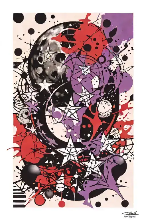 Moon And Star Purple And Black