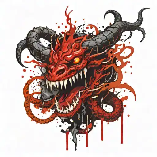 Demon Snake With Blood Dripping From Its Mouth Open