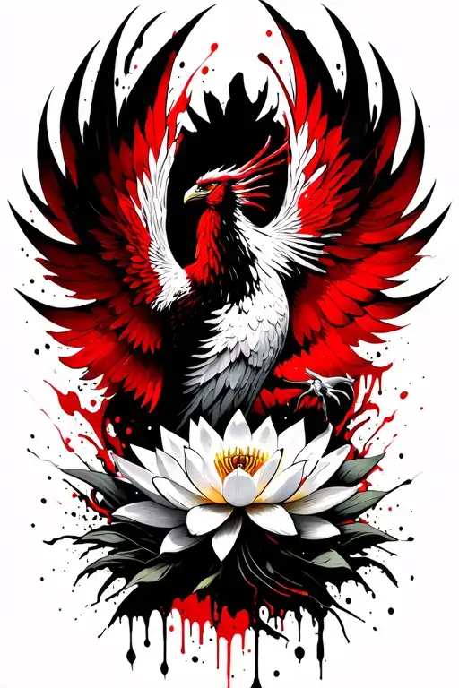 Phoenix Rising With Lotus Flowers Blooming