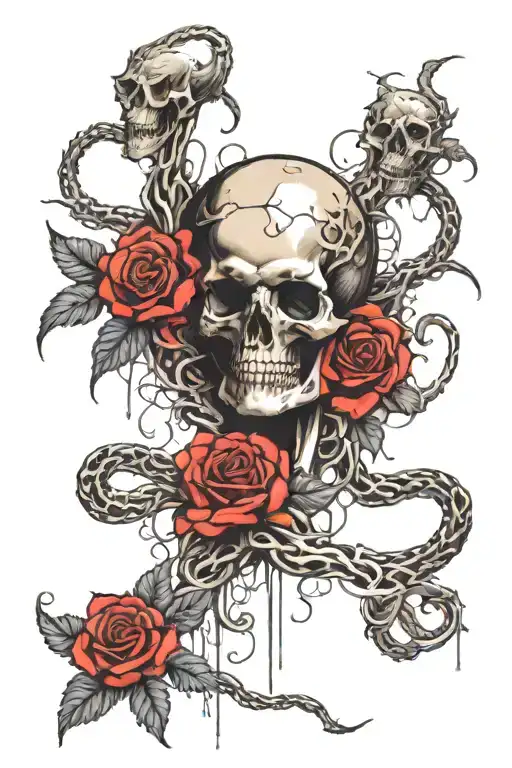 Medusa Snakes Skulls Roses