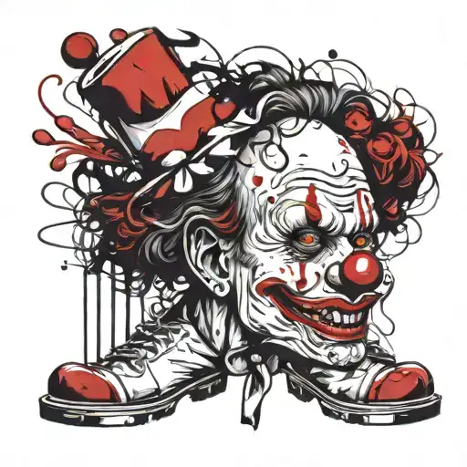 Large Male Scary Clown Nurse Fluffy Hair Large Shoes Red Nose