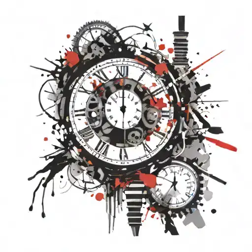 Clock Face In Several Pieces Falling