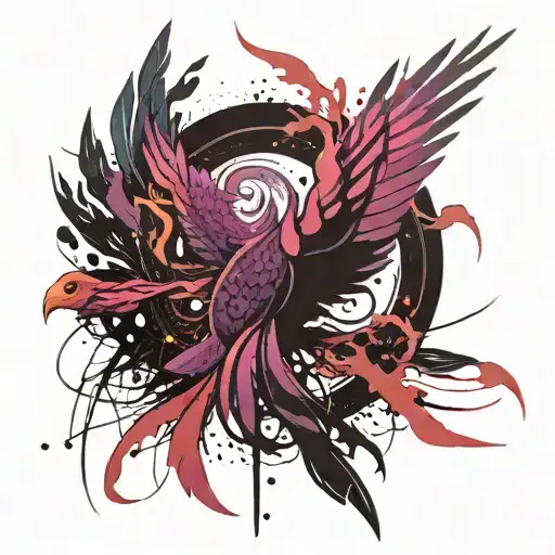 Female Rising Phoenix Purple And Black