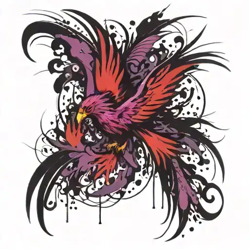 Human Rising Phoenix Purple And Black