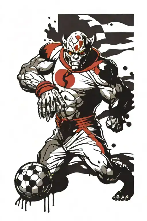 Thundercats Panthro With A Soccer Ball And A Flag Waving