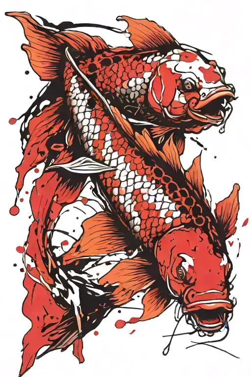 Koi Fish With A Knife Piercing