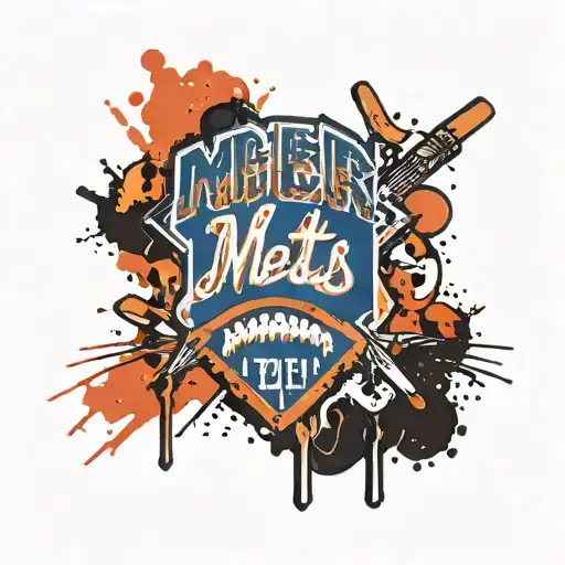 New York Mets Logo With Bleeding Colors