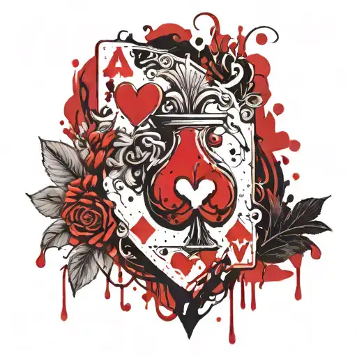 Ace Of Hearts Card With Flowers
