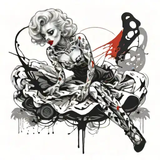 Skeleton In A Dress That Blows In The Wind In The Pose Of Marilyn Monroe